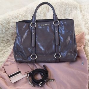 MiuMiu Vitello Shine tote bag with extended strap